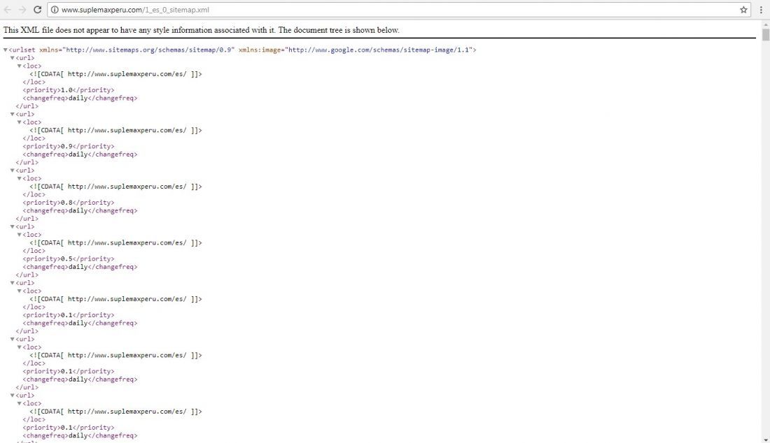 error con sitemap