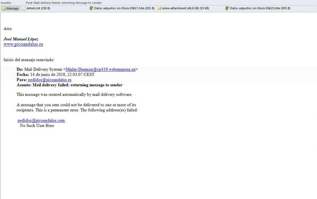 Los email de pedidos llegan como mailerdaemon