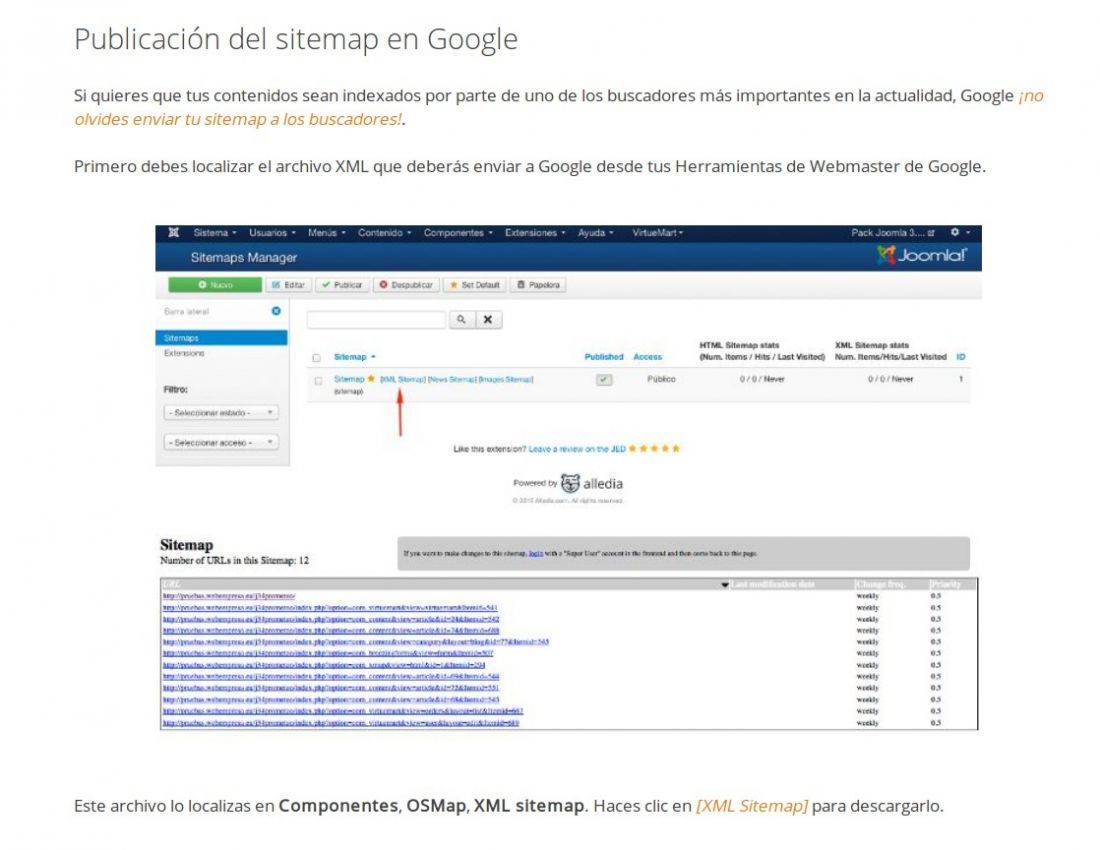 error en sitemaps