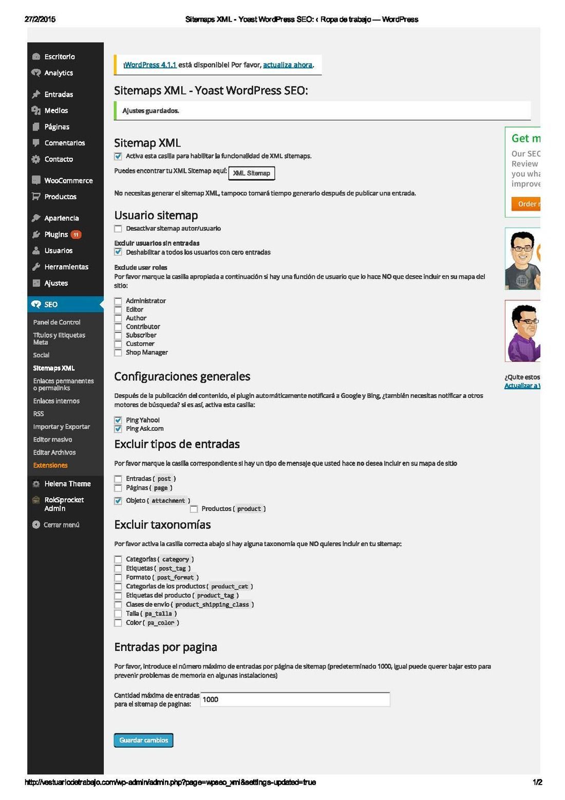 yoast no genera sitemap