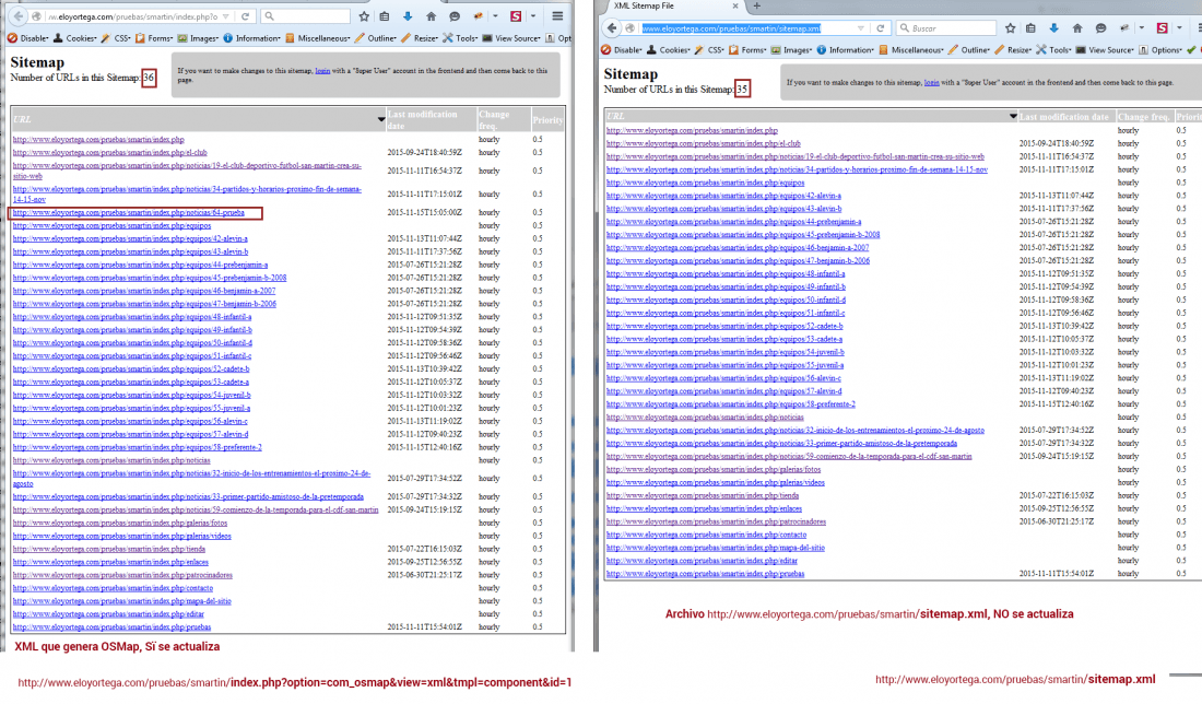 actualización dinámica de sitemap xml con osmap