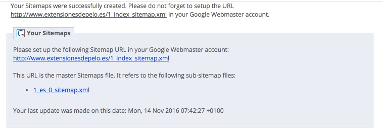 prestashop sitemap xml está vacío