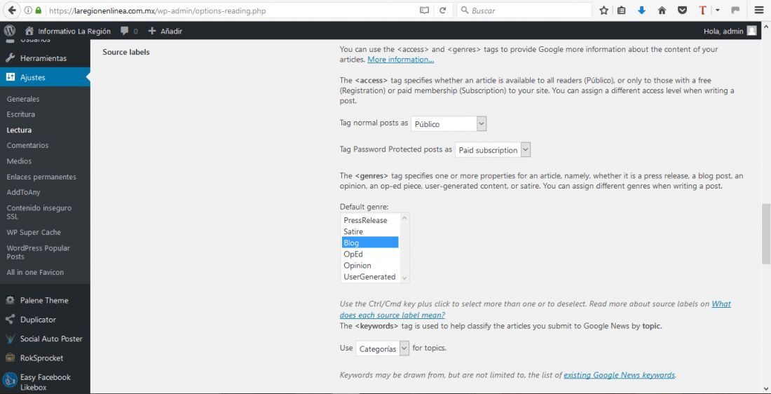 problema al crear el sitemap con xml sitemap google news feeds