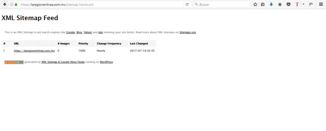 problema al crear el sitemap con xml sitemap google news feeds