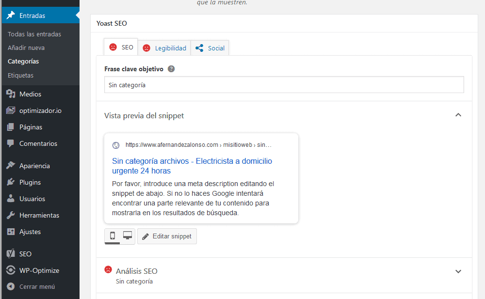 editar categoría yoast