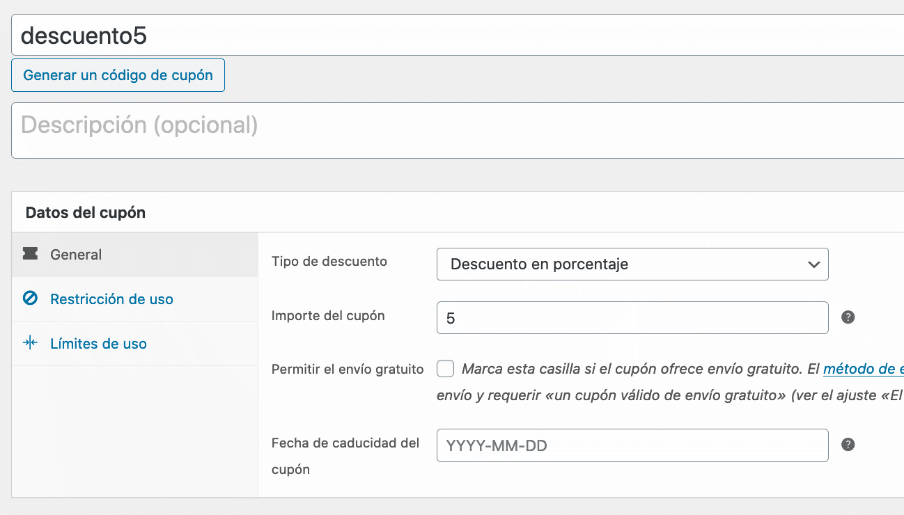 Cupones en WooCommerce