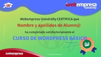 Modelo de Certificado Webempresa University Curso WordPress basico Modelo de Certificado Webempresa University Curso WordPress basico