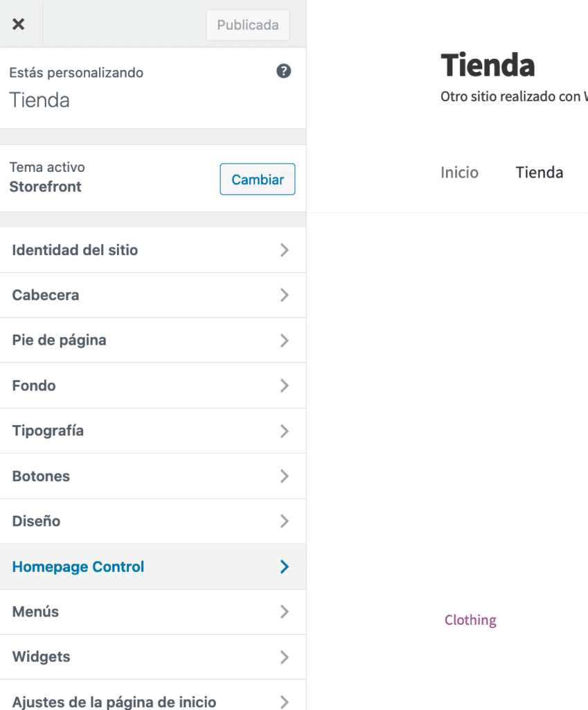 Personalizador de WordPress y Homepage Control en WordPress 5.5