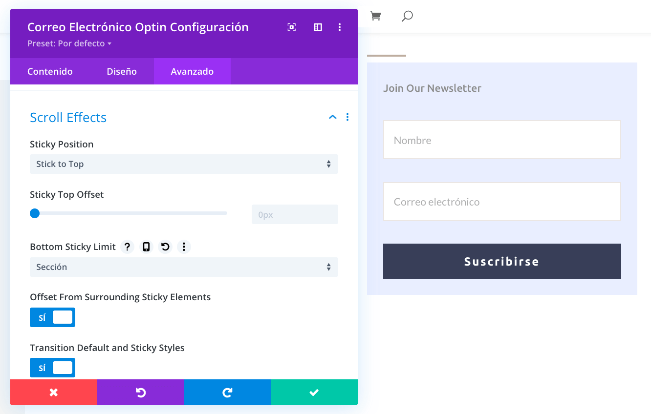 Cómo utilizar las posiciones fijas en Divi 4