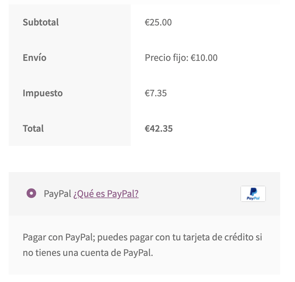 Métodos de pago en WooCommerce - Paypal