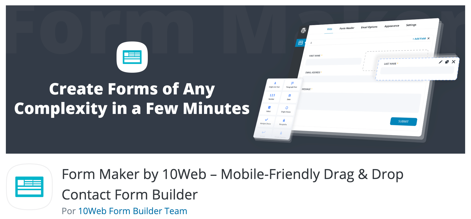 Form Maker by 10Web – Mobile-Friendly Drag & Drop Contact Form Builder