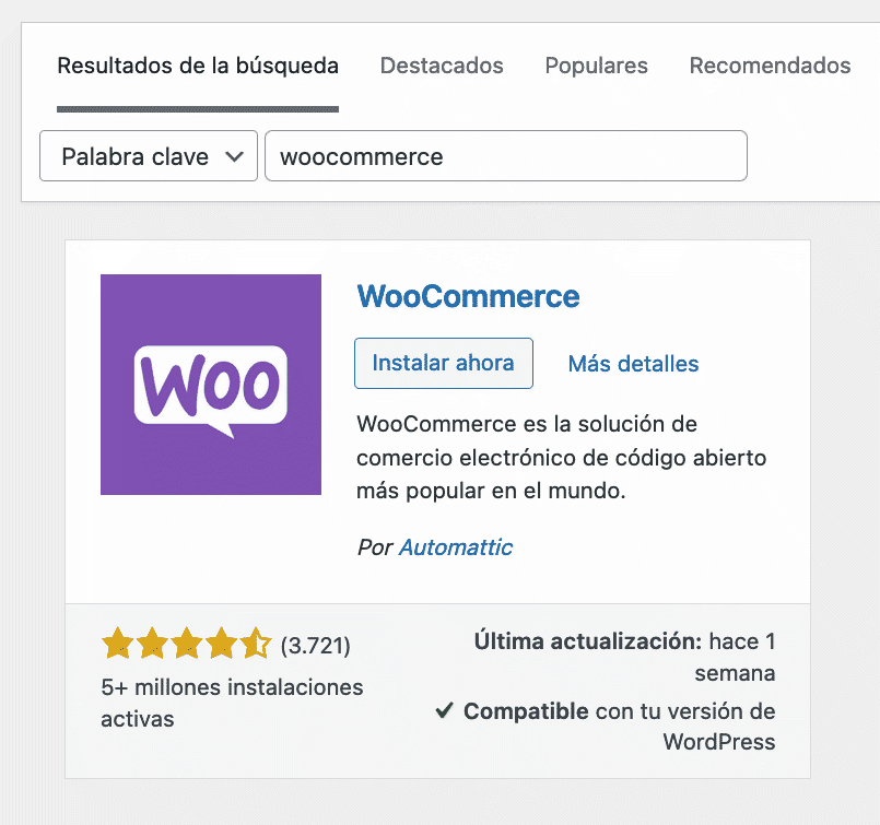 instalar WooCommerce en un sitio web ya existente