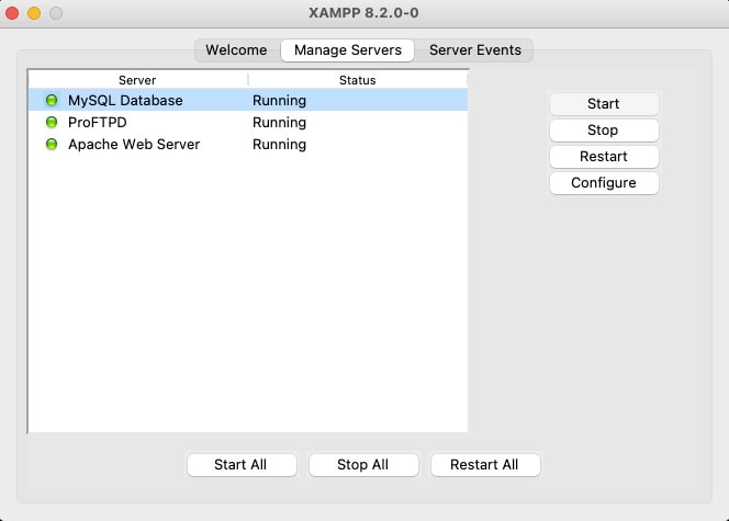 Servicios Servidor XAMPP macOS
