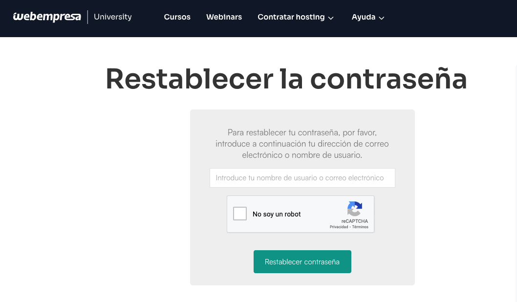 Reestablecer contraseña