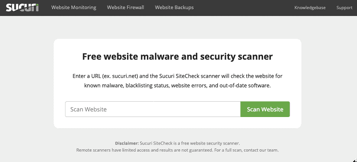 Free website malware and security scanner