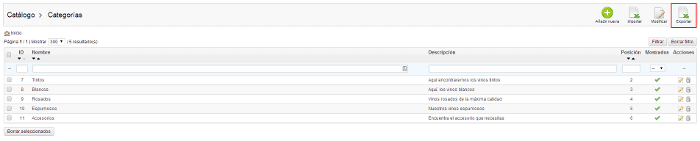 Gestión de categorías en Prestashop