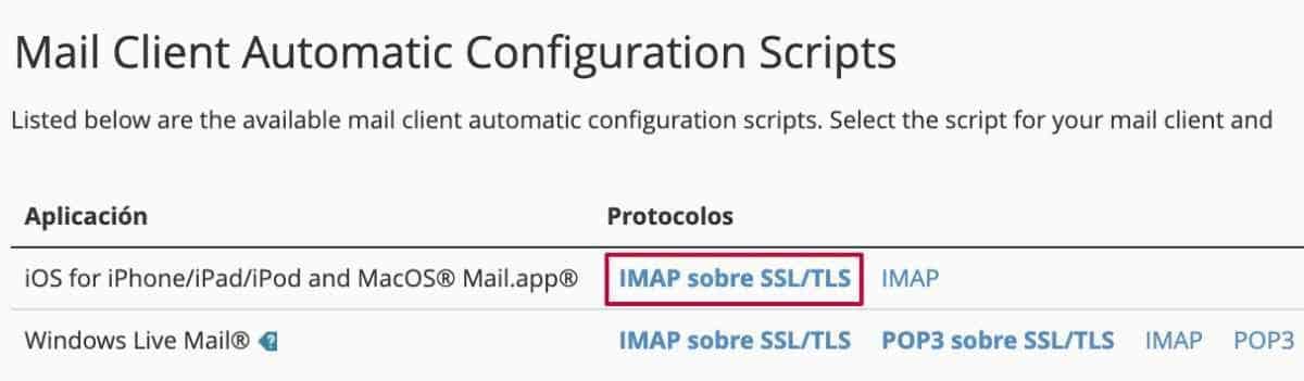 Sección configuracion automática