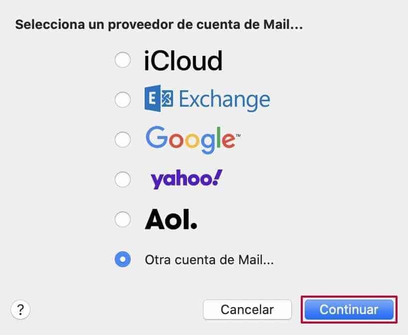 configuracion manual  otra cuenta de email