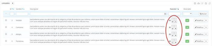 ordenar categorías prestashop 1.6