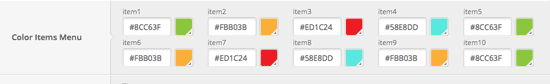 configuracion color items menu Color items menu