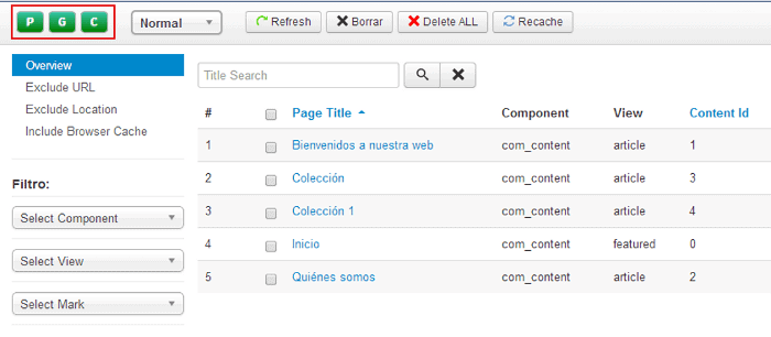 jotcache configuración joomla velocidad