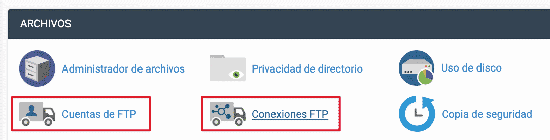 Opciones FTP en Cpanel