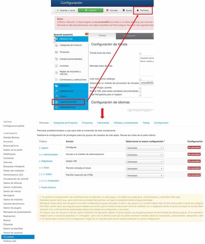 Permisos Virtuemart 3