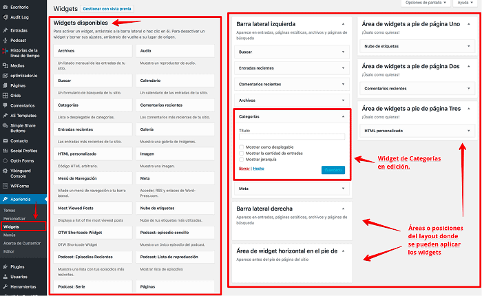 Widgets en WordPress