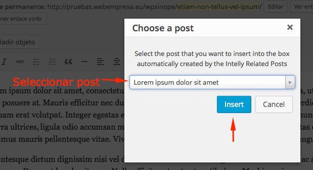 Insertar código corto en post relacionado