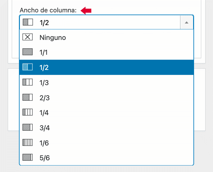 Widgets en Columnas ancho fila