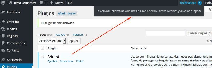 notificaciones en WordPress