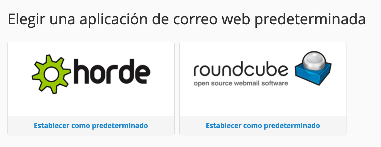 Seleccion aplicación Horde o RoundCube