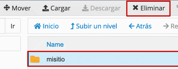 Eliminar carpeta origen
