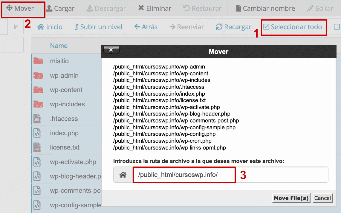 Definir ruta mover archivos