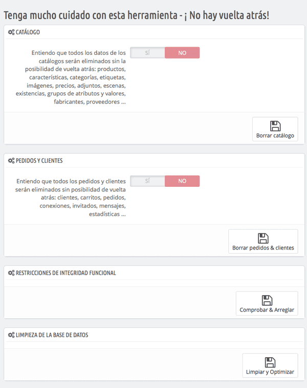 Configurando opciones de limpiador