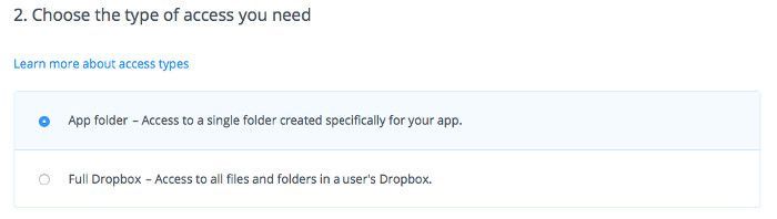 acceso a una carpeta específica de DropBox