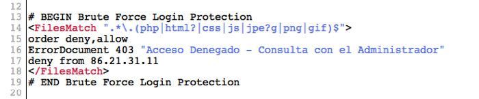 Lista de denegación de IPs en htaccess