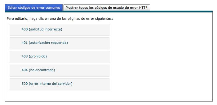 Editar códigos de error comunes