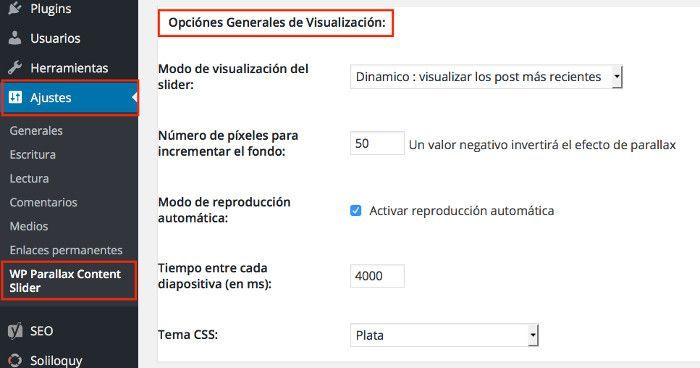 Opciones Generales de Visualización