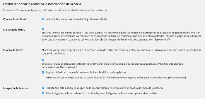 Donde se mostrará la licencia