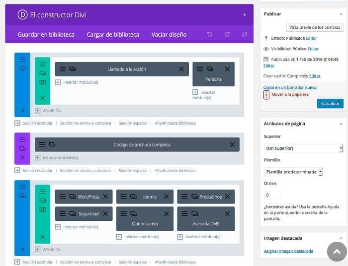 Landing Page con Divi Builder