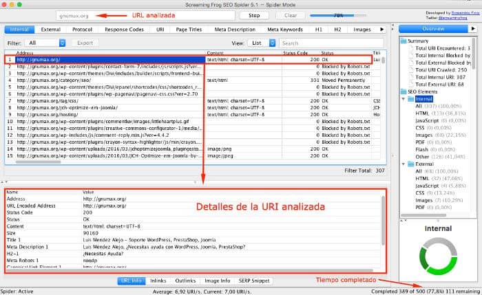 Análisis de un sitio web con Screaming Frog SEO Spider