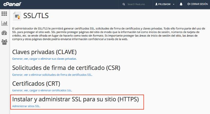 Certificado SSL en cPanel