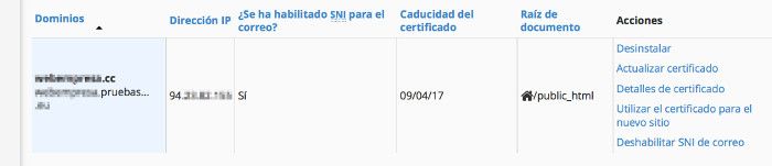 Certificado SSL en cPanel