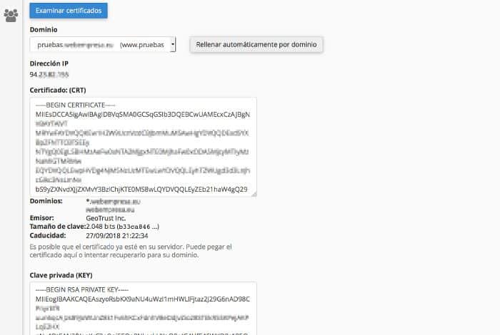 Certificado SSL en cPanel