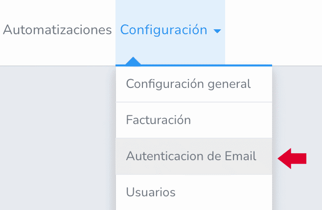 opcion menu mailrelay autenticación email