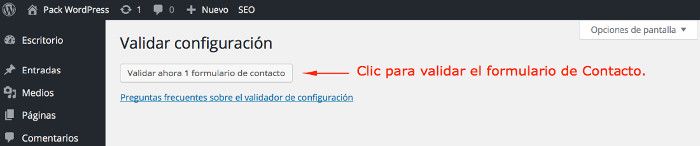 Botón para validar el formulario de contacto