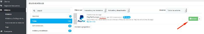 Instalar pasarela de Paypal