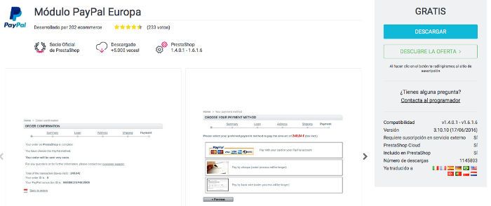 Actualizar Paypal en PrestaShop