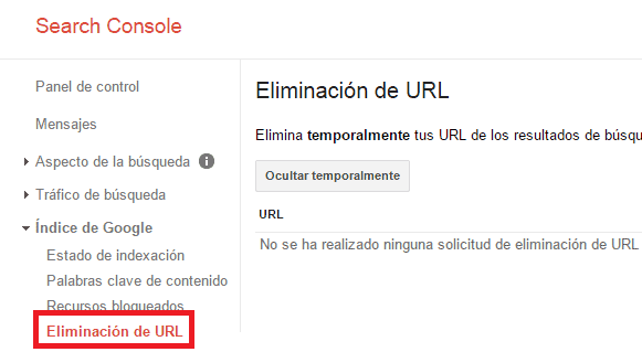 Eliminar url indexada